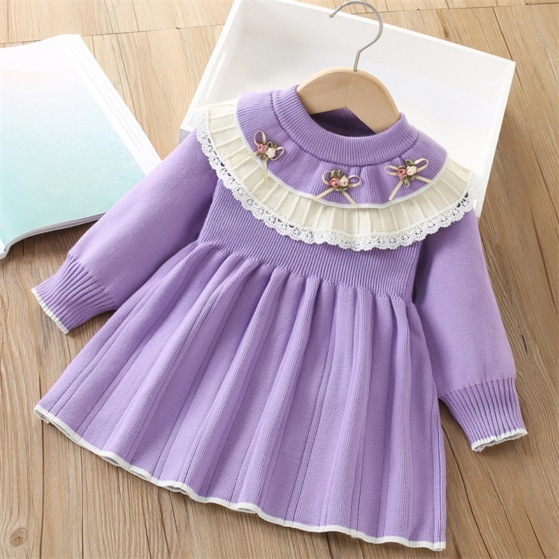 Baby Girls' Knitted Dress Chil - Baby Clothing Jumper 评论和价格